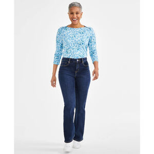 Style & Co. Size 12 Petite Dark Blue Mid-Rise Curvy Bootcut Jeans NWT